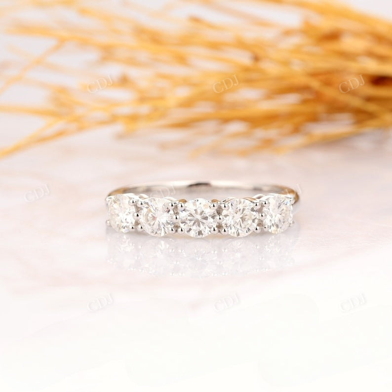 1.50CTW Natural Diamond Round Cut 5 Stone Wedding Band Wedding Band customdiamjewel 10 KT Solid Gold White Gold VVS-EF