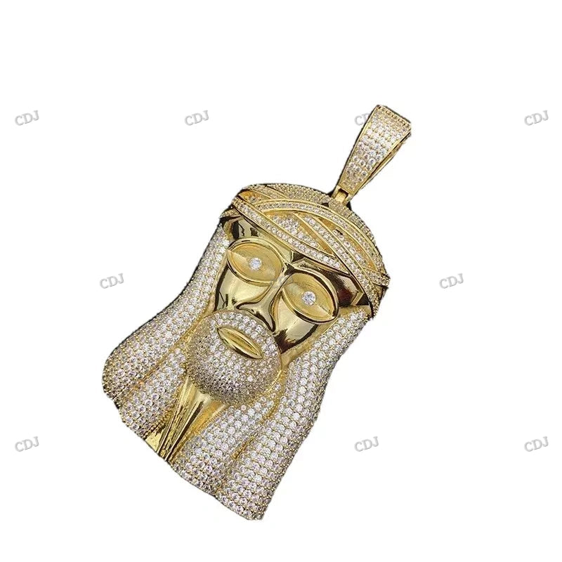 Hip Hop Fully Iced Out Sterling Silver Jesus Pendant hip hop jewelry CustomDiamJewel