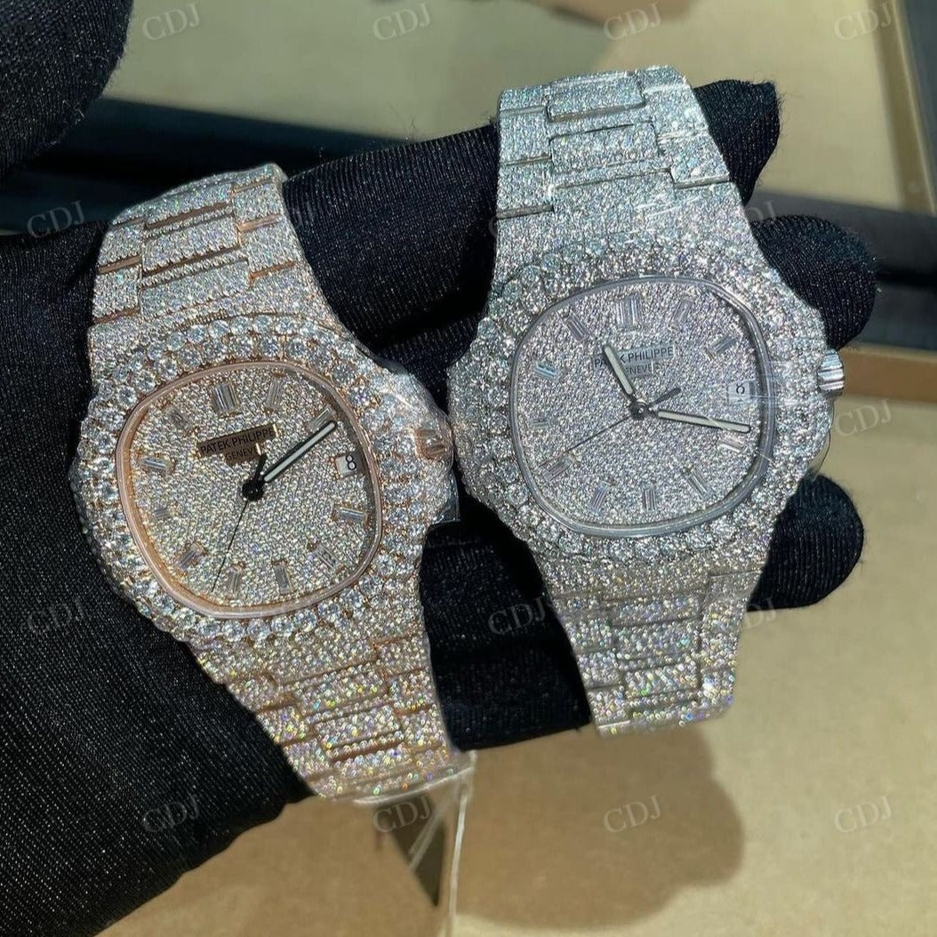 Patek Philippe Fully Iced Out Moissanite Diamond Wrist Watch customdiamjewel