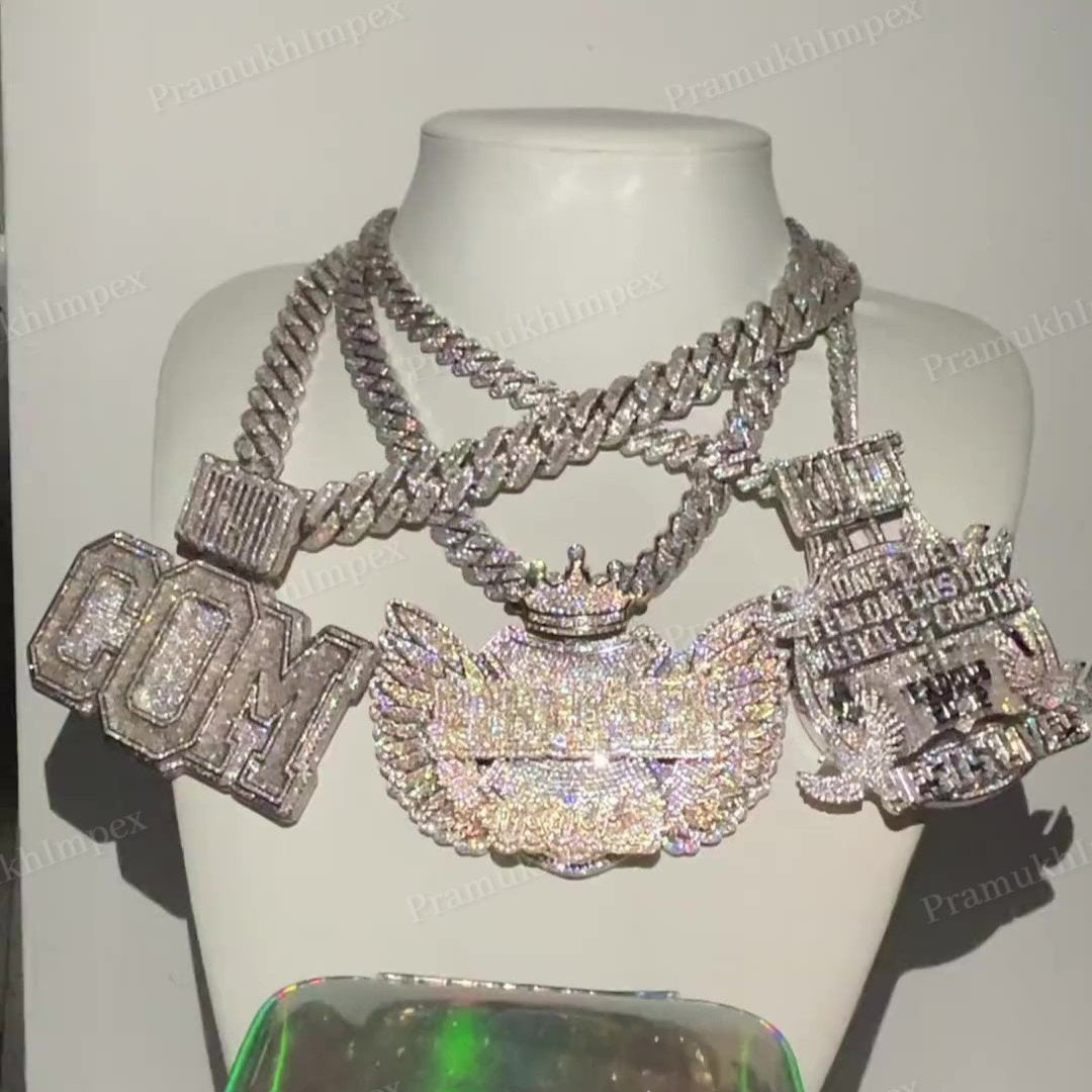 High Quality Moissanite VVS 925 Sterling Silver Pendant hip hop jewelry CustomDiamJewel   