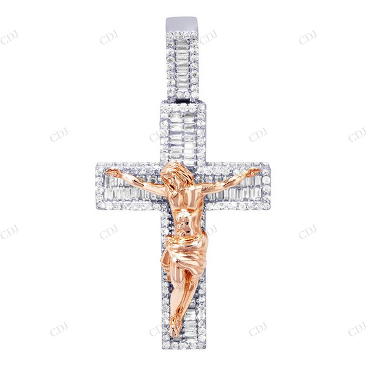 10K Gold Jesus Crucifix 3 Inch Lab Grown Diamond Pendant Hip Hop Pendent CustomDiamJewel
