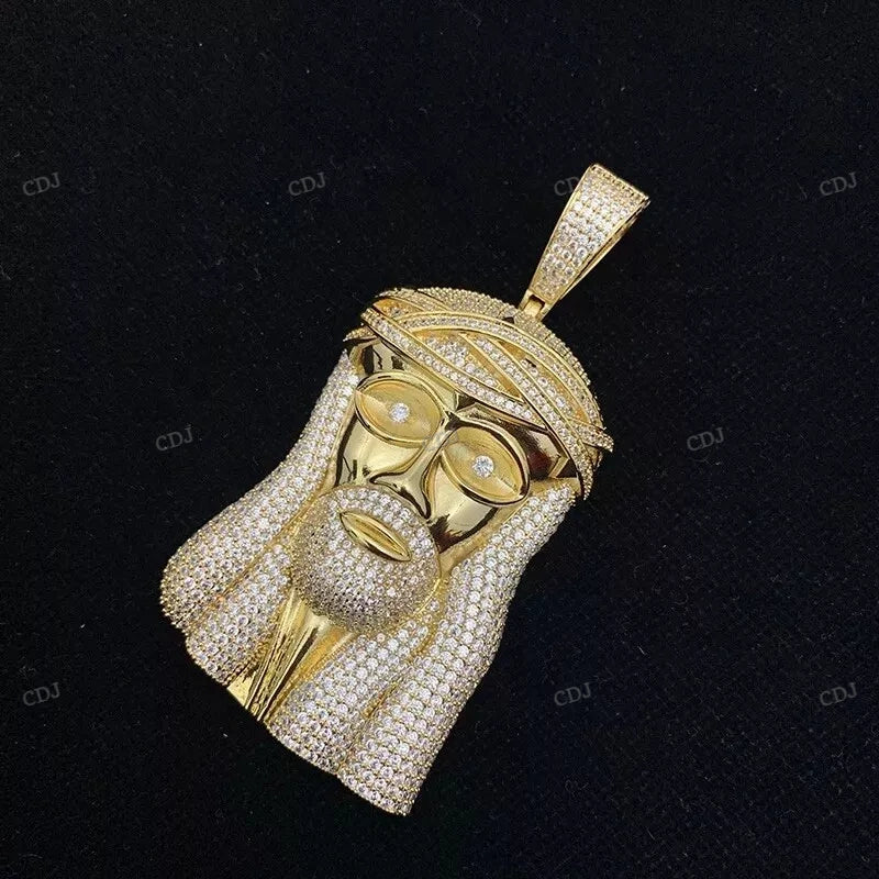 Hip Hop Fully Iced Out Sterling Silver Jesus Pendant hip hop jewelry CustomDiamJewel
