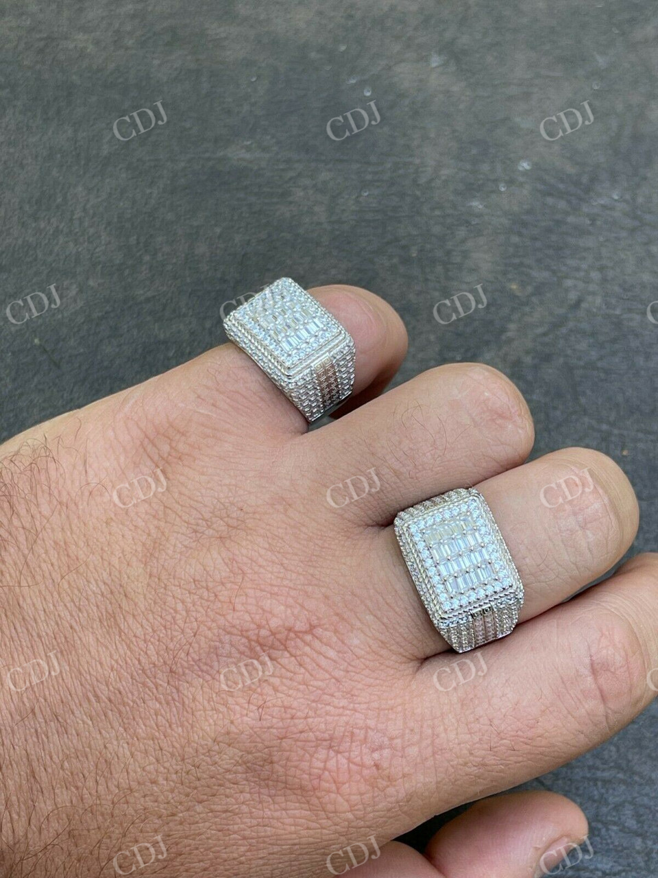 Baguette Moissanite Iced Hip Hop Ring  customdiamjewel   