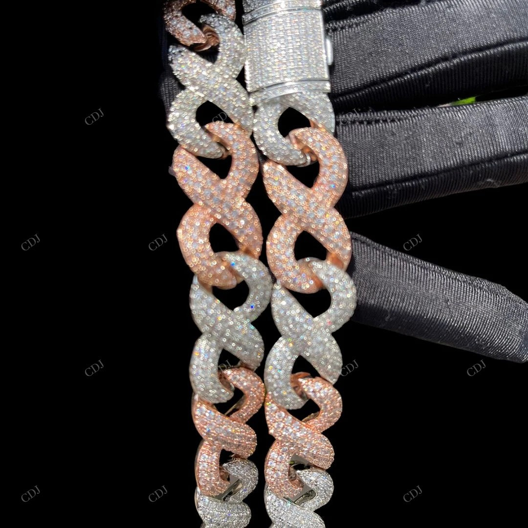 Two Tone Infinity Moissanite Chain Anniversary Gift CustomDiamJewel
