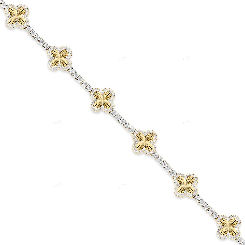 Clover Design Bracelet Modern Fancy Jewelry For Unisex CustomDiamJewel