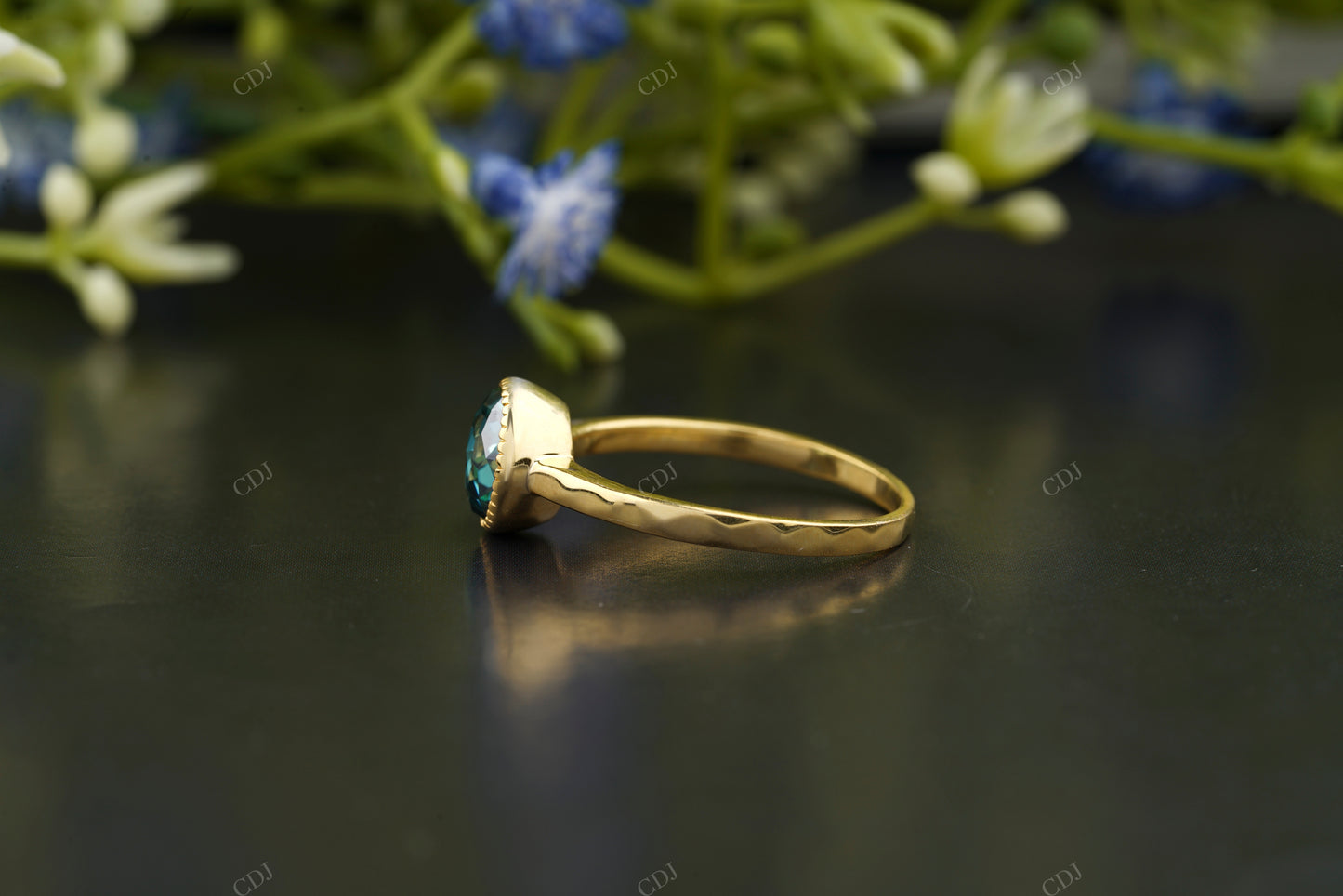 Round Cut Blue Gemstone Cocktail Ring