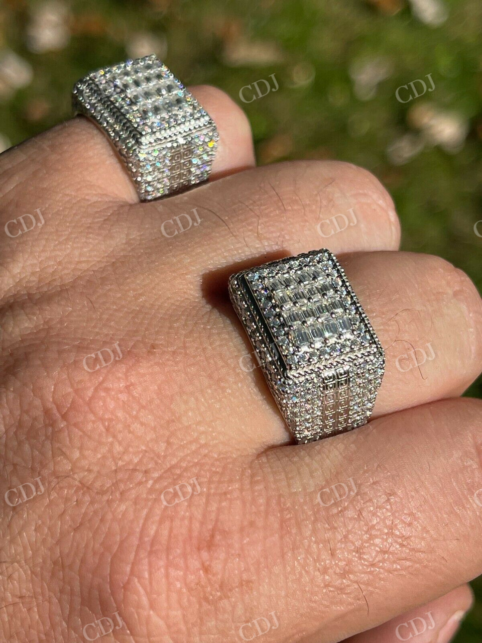 Baguette Moissanite Iced Hip Hop Ring  customdiamjewel   