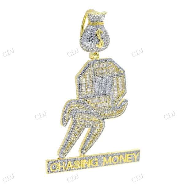 Hip Hop Moissanite Baguette Chasing money Two Tone Pendant hip hop jewelry CustomDiamJewel