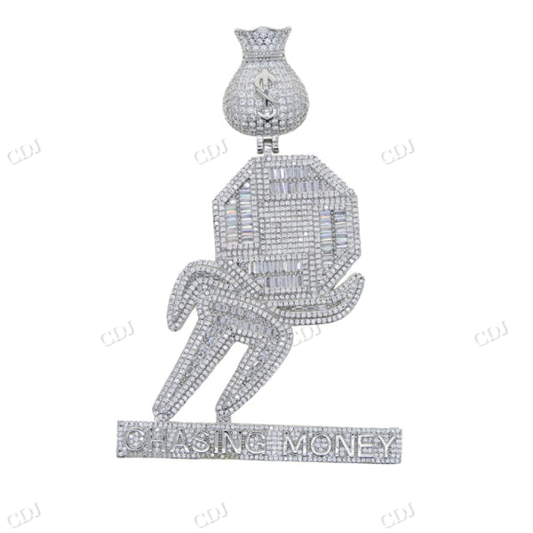 Hip Hop Moissanite Baguette Chasing money Two Tone Pendant hip hop jewelry CustomDiamJewel