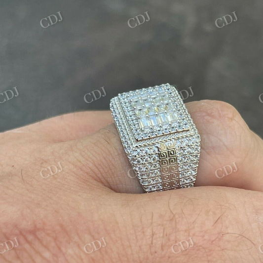 Baguette Moissanite Iced Hip Hop Ring  customdiamjewel   