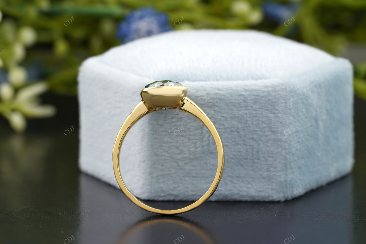 Round Cut Blue Gemstone Cocktail Ring