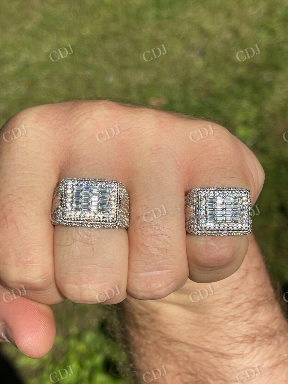 Baguette Moissanite Iced Hip Hop Ring  customdiamjewel   