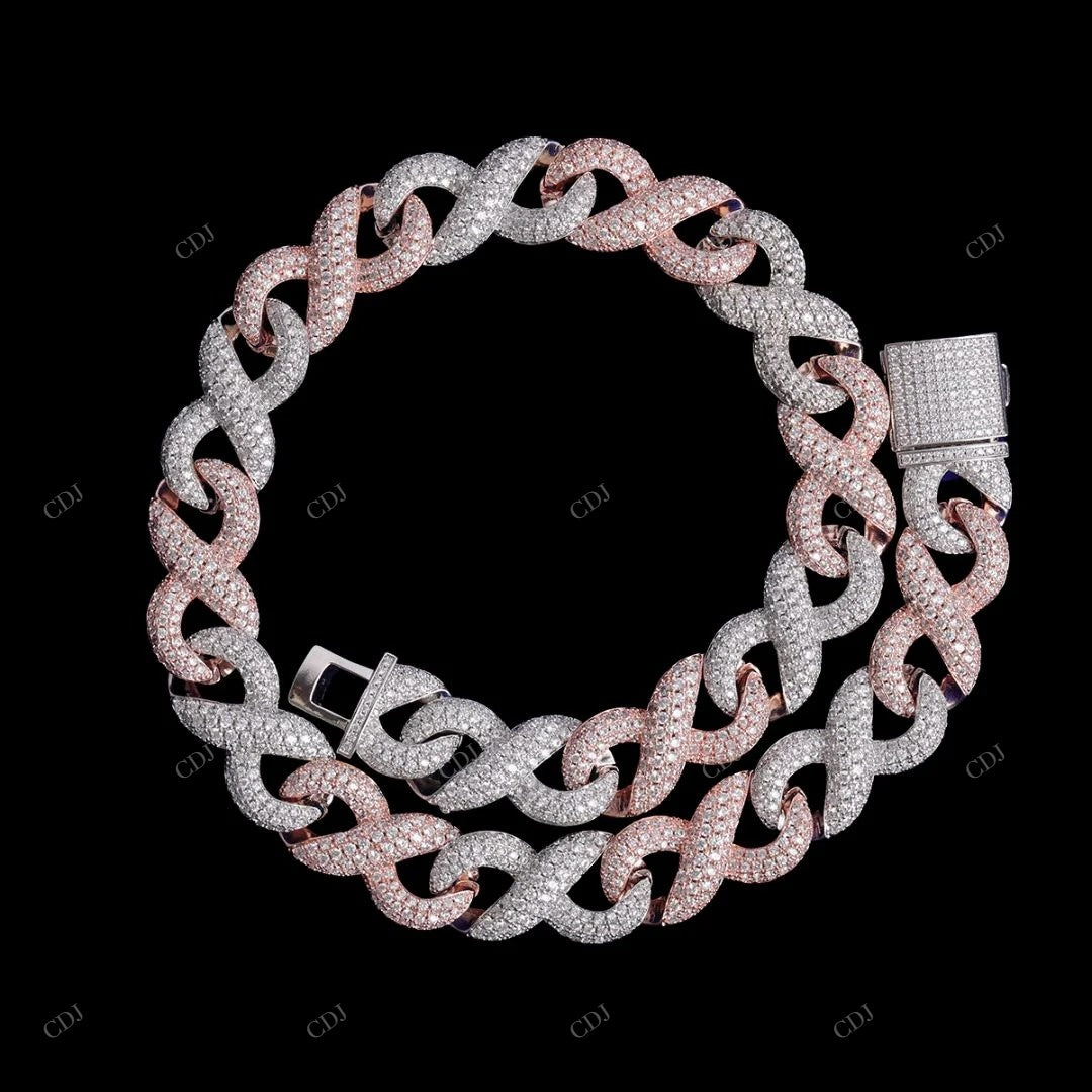 Two Tone Infinity Moissanite Chain Anniversary Gift CustomDiamJewel
