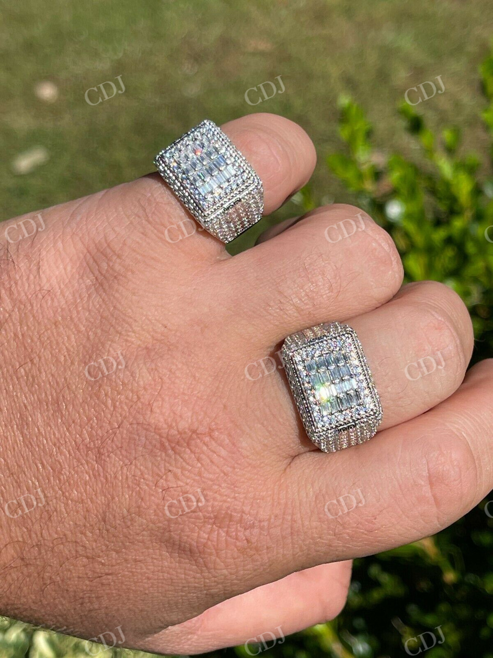 Baguette Moissanite Iced Hip Hop Ring  customdiamjewel   