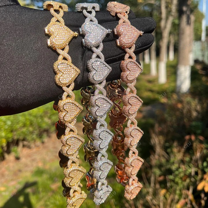 VVS Moissanite Heart Shape Infinity Chain CustomDiamJewel