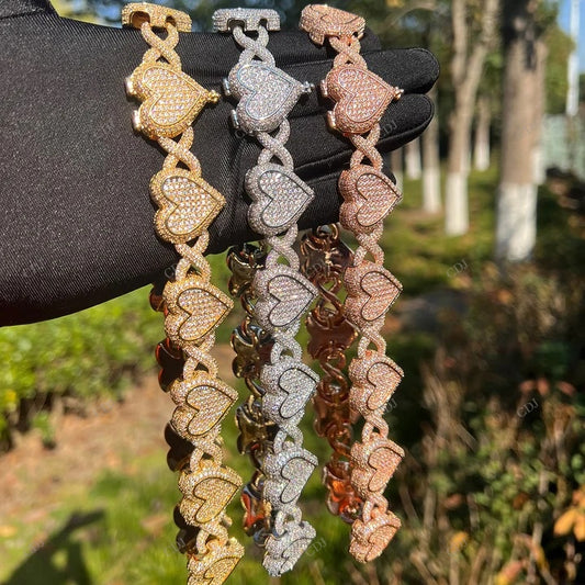 VVS Moissanite Heart Shape Infinity Chain CustomDiamJewel