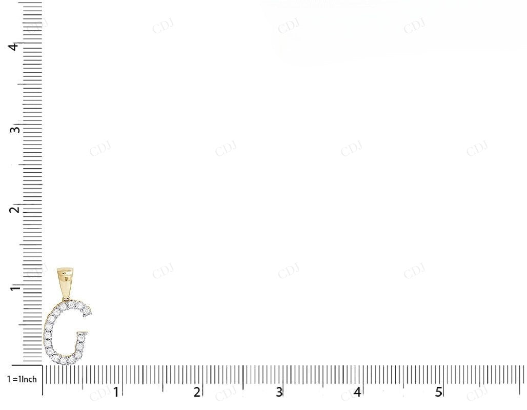 1.1" 10K Gold Natural Diamond G Initial Pendant CustomDiamJewel