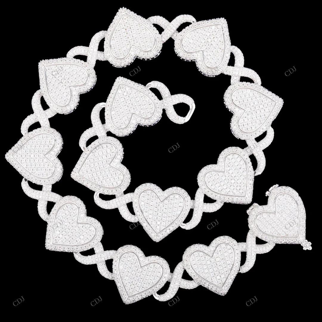 VVS Moissanite Heart Shape Infinity Chain CustomDiamJewel
