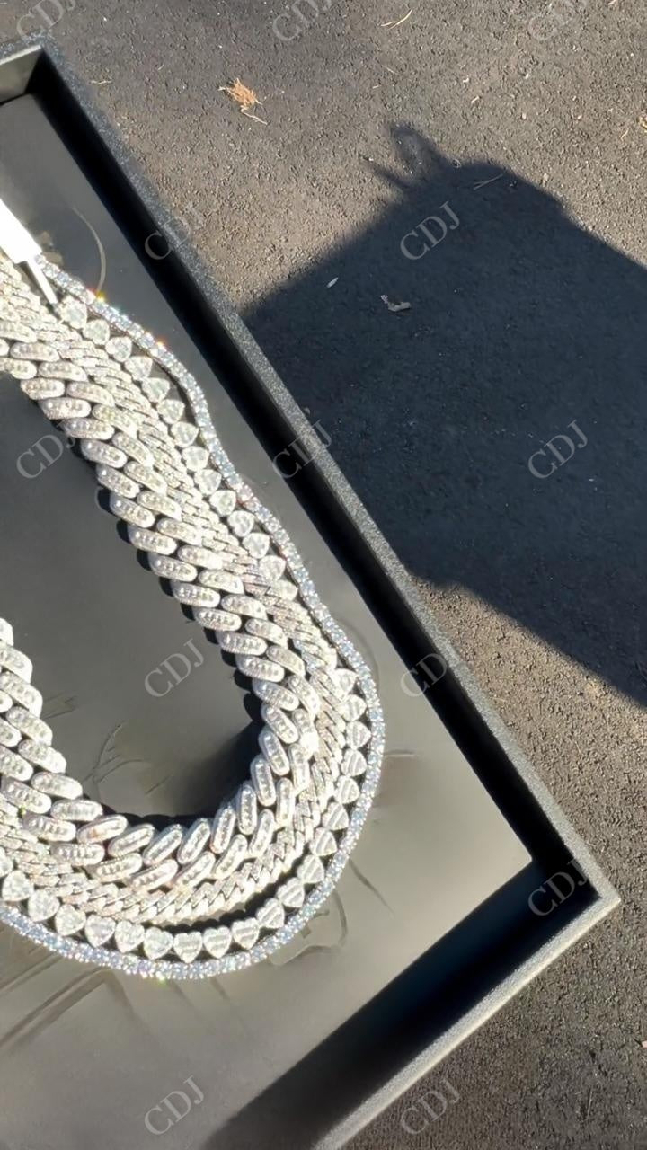 14mm Baguette Moissanite Diamond Sterling Silver Cuban Link Chain  customdiamjewel   
