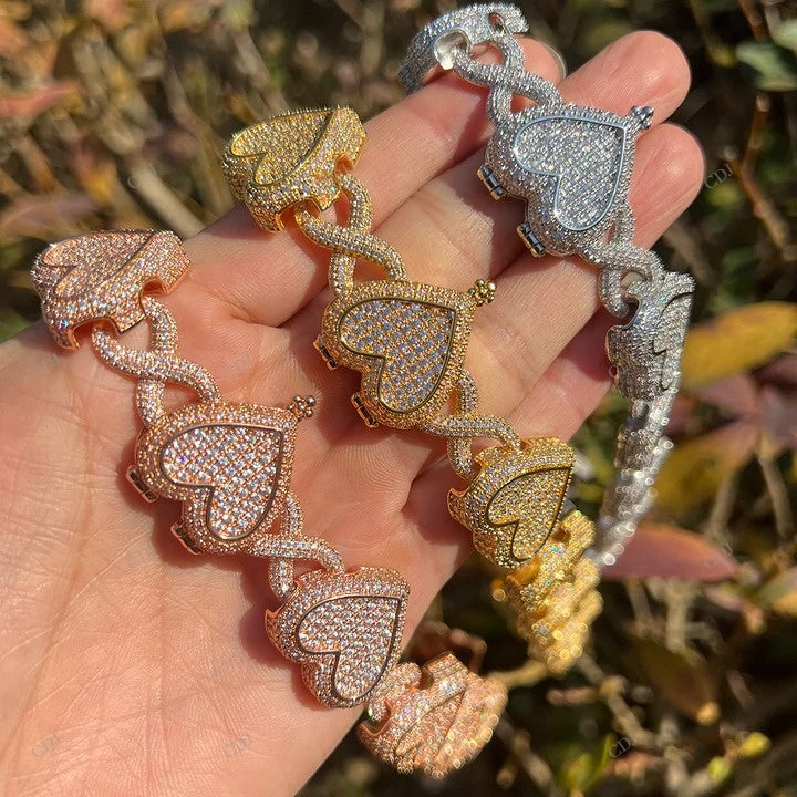 VVS Moissanite Heart Shape Infinity Chain CustomDiamJewel