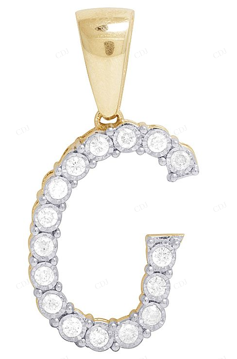 1.1" 10K Gold Natural Diamond G Initial Pendant CustomDiamJewel