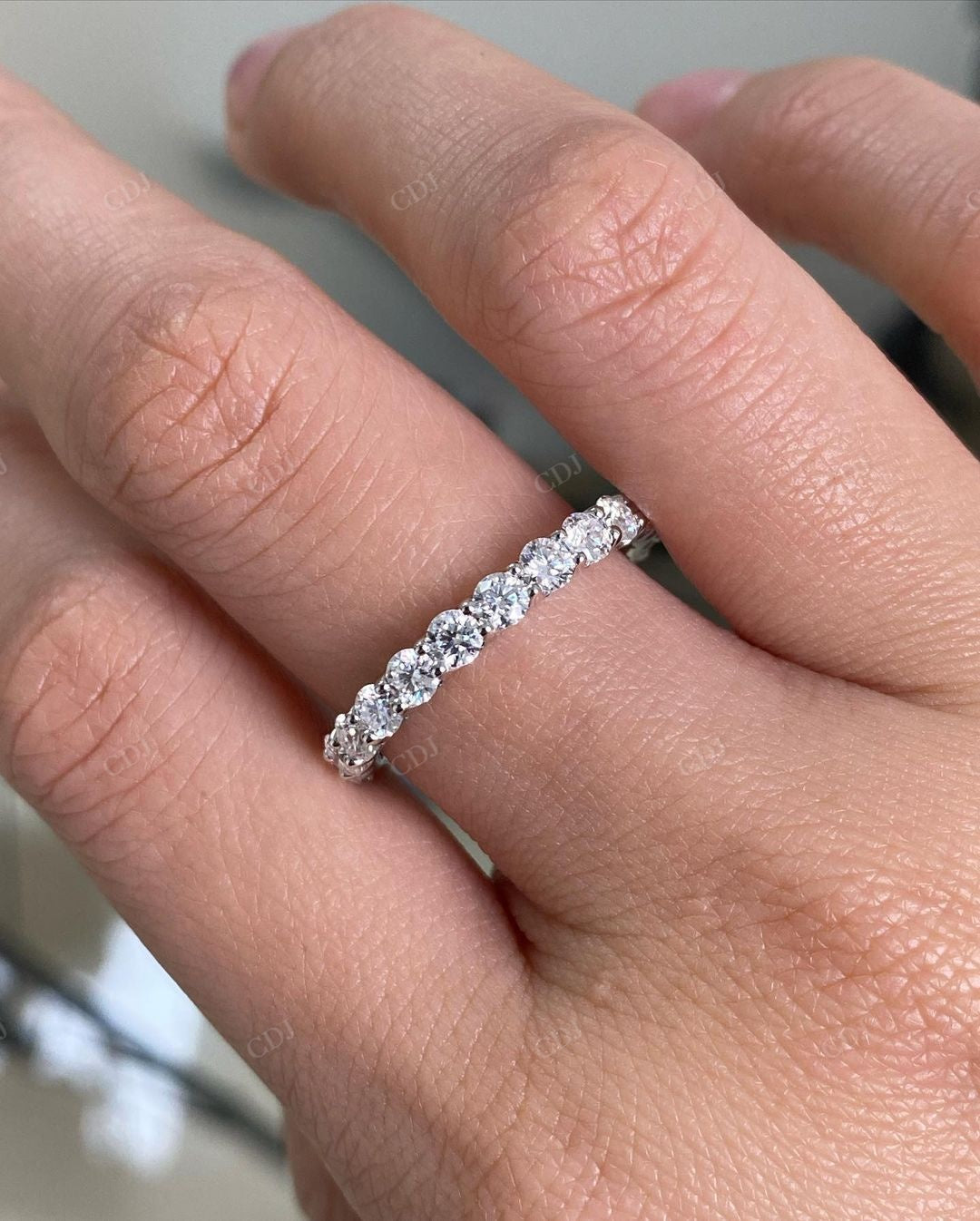 Round Cut Lab Grown Diamond 3/4 Eternity Band customdiamjewel