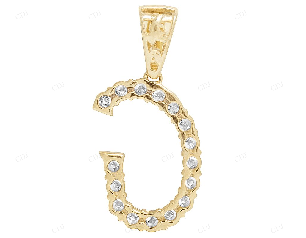 1.1" 10K Gold Natural Diamond G Initial Pendant CustomDiamJewel