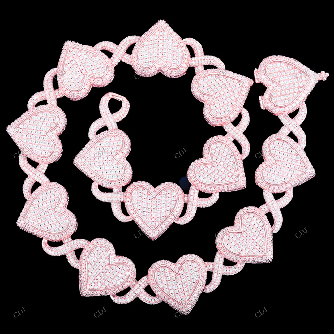VVS Moissanite Heart Shape Infinity Chain CustomDiamJewel