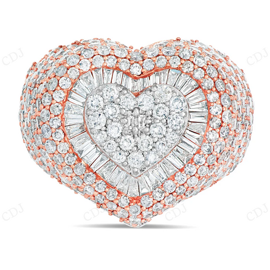 10Kt Rose Gold Baguette and Round Heart Layer Ring hip hop jewelry CustomDiamJewel