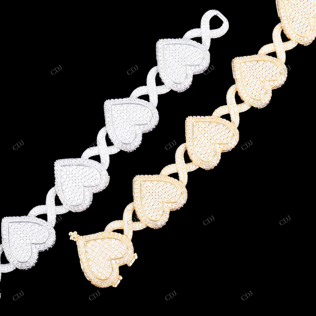 VVS Moissanite Heart Shape Infinity Chain CustomDiamJewel