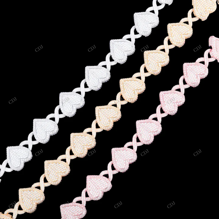 VVS Moissanite Heart Shape Infinity Chain CustomDiamJewel