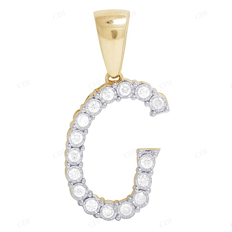 1.1" 10K Gold Natural Diamond G Initial Pendant CustomDiamJewel
