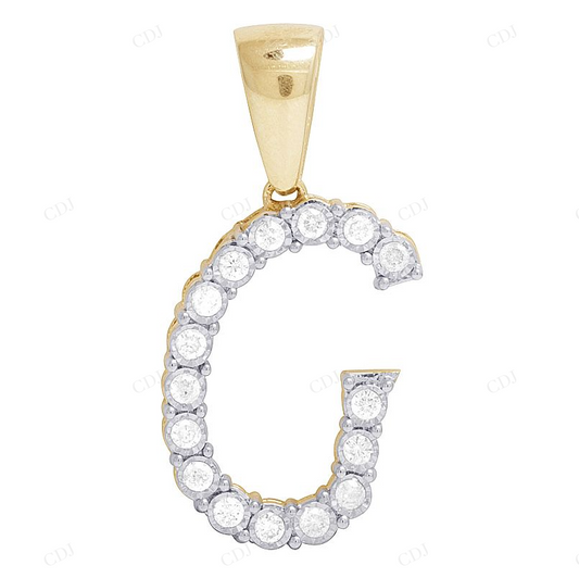 1.1" 10K Gold Natural Diamond G Initial Pendant CustomDiamJewel