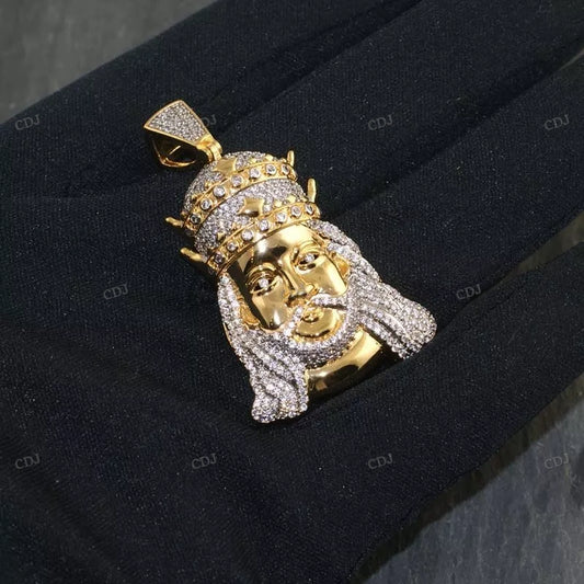 Hip Hop Moissanite Double Crown Jesus Pendant hip hop jewelry CustomDiamJewel