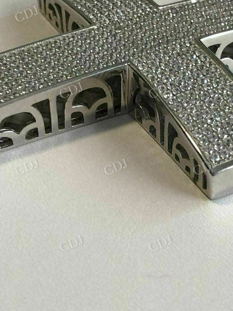 14K White Gold Cross Diamonds Pendant For Men  customdiamjewel   