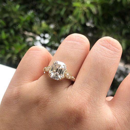 Vintage Emerald Lab Grown Diamond Promise Ring customdiamjewel