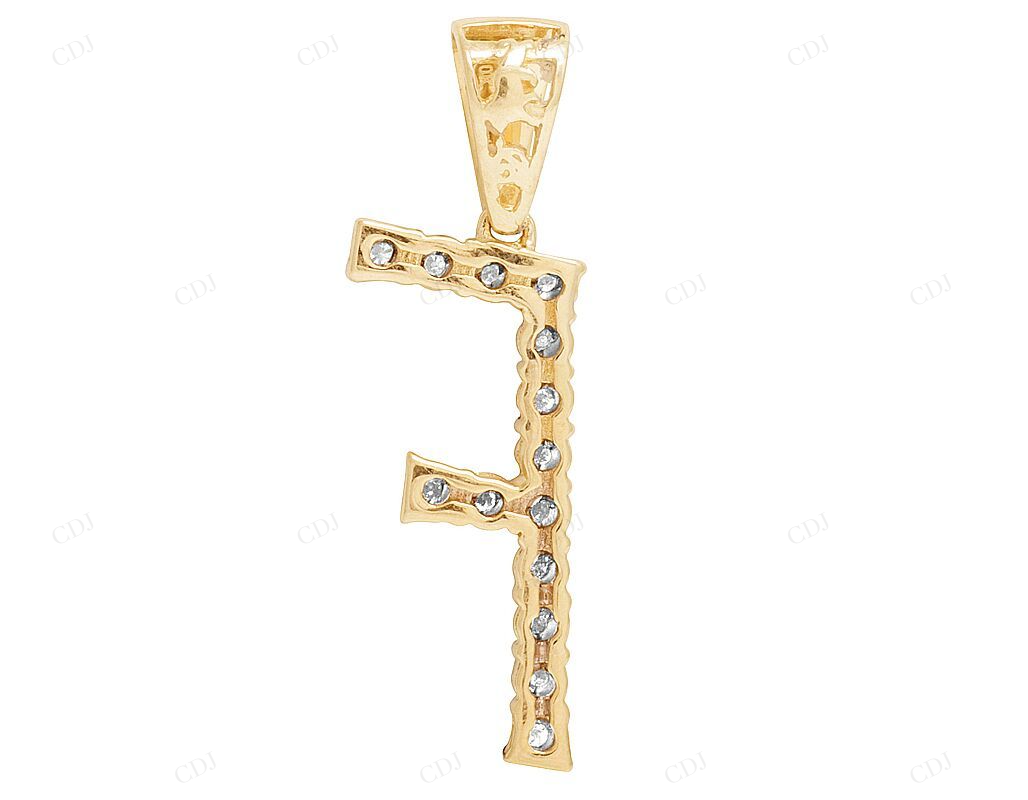 0.35 CTW Natural Diamond 10K Gold F Letter Pendant CustomDiamJewel