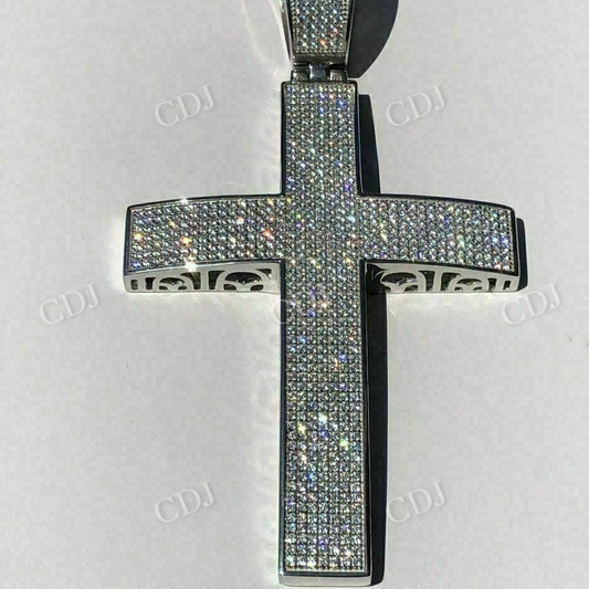 14K White Gold Cross Diamonds Pendant For Men  customdiamjewel   