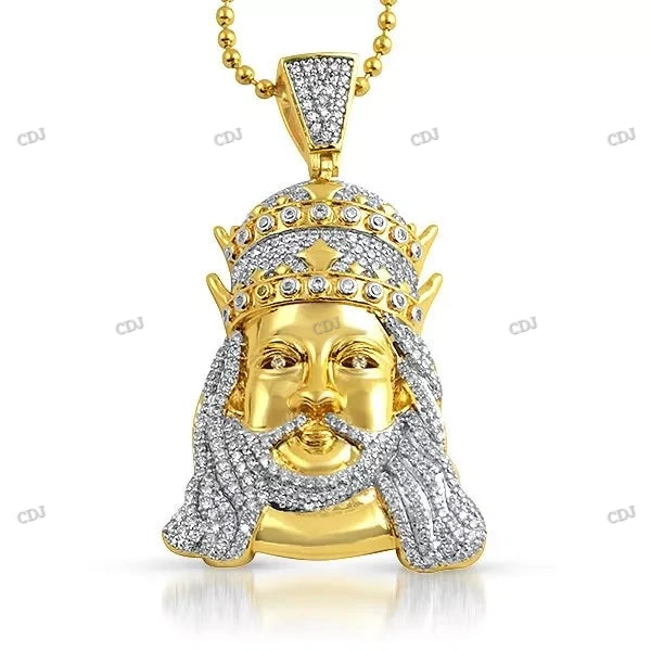 Hip Hop Moissanite Double Crown Jesus Pendant hip hop jewelry CustomDiamJewel