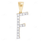 0.35 CTW Natural Diamond 10K Gold F Letter Pendant CustomDiamJewel
