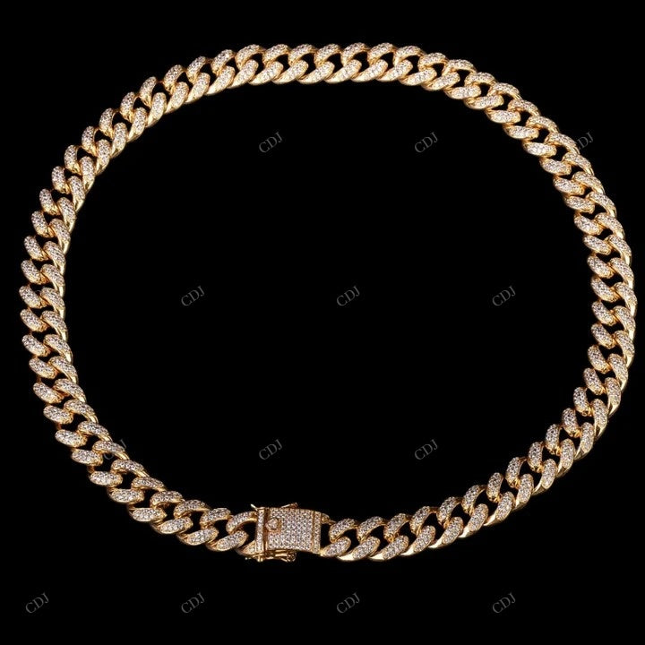 2 Row Moissanite Cuban Link Chain For Unisex CustomDiamJewel