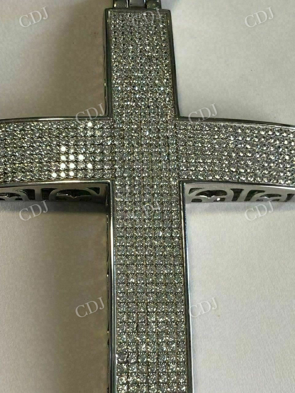14K White Gold Cross Diamonds Pendant For Men  customdiamjewel   