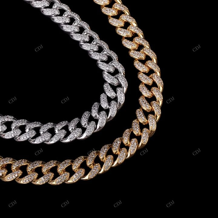 2 Row Moissanite Cuban Link Chain For Unisex CustomDiamJewel