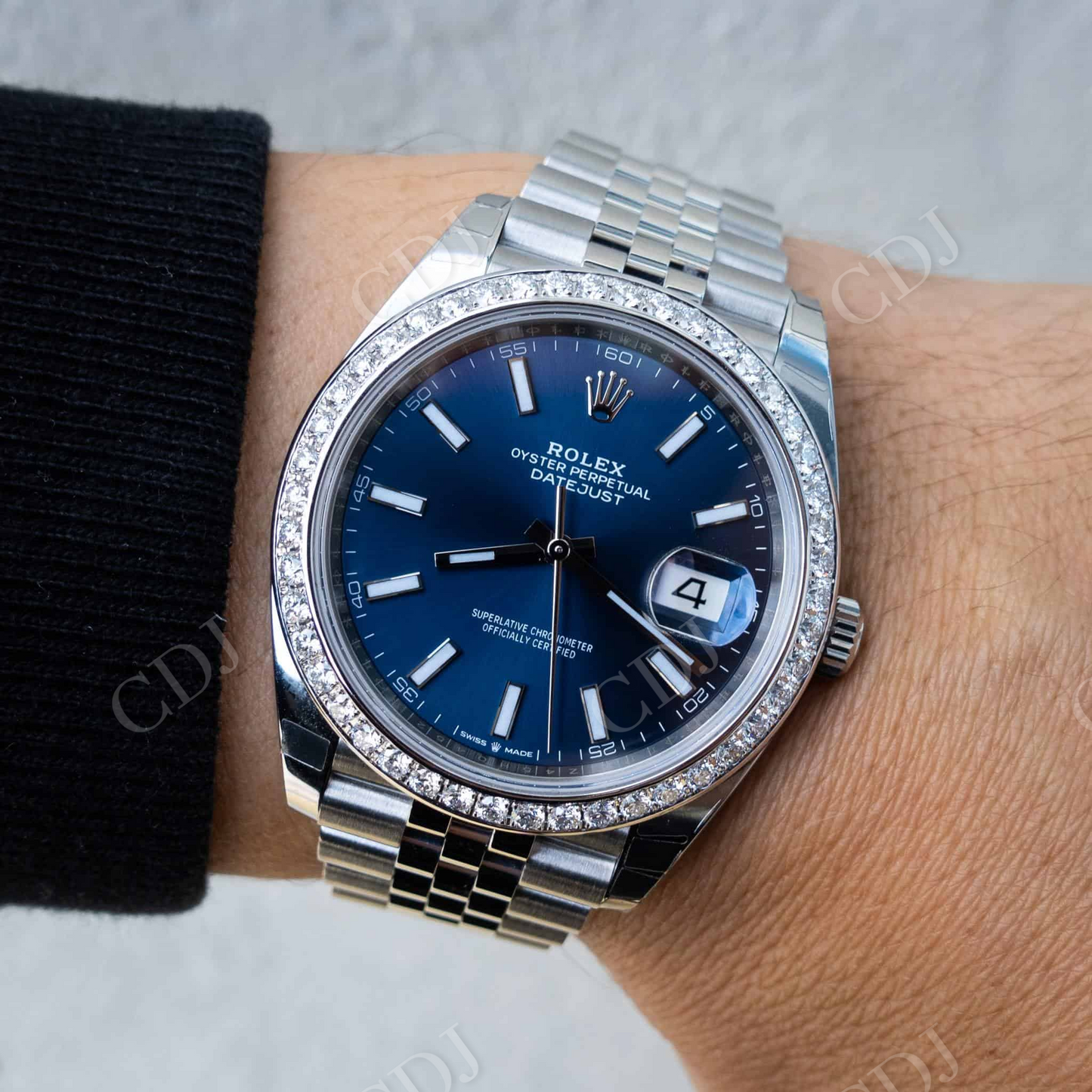 Jubilee Diamond On Bezel Simple Watch For Men customdiamjewel