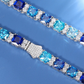 7mm S925 Blue Asscher Sapphire Diamond Tennis Chain hip hop jewelry CustomDiamJewel