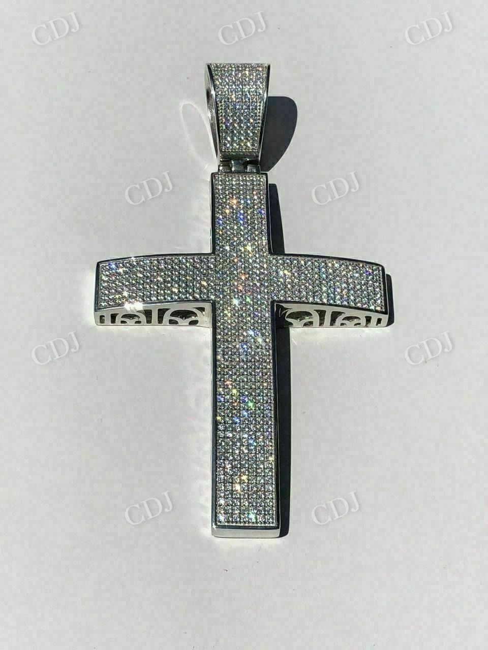 14K White Gold Cross Diamonds Pendant For Men  customdiamjewel   