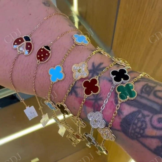 Silver Gold plated Four leaf clover charm bracelets beacelet CustomDiamJewel