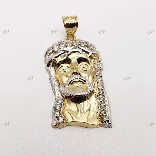 Two Tone Gold Plated Jesus Face Pendant hip hop jewelry CustomDiamJewel