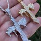 925 Silver Dripping Cross Iced Diamond Pendant  customdiamjewel   