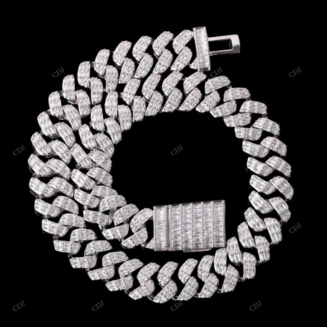 Baguette Moissanite Cuban Link Chain For Unisex CustomDiamJewel